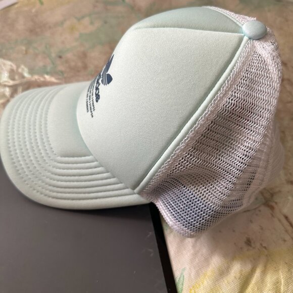 Adidas 3 Stripes Light Mint Green Trucker Snapback Hat - Picture 4 of 6